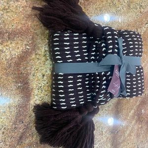 West Elm Blanket Throw Brown/White 50 X 80 Inches Decorative